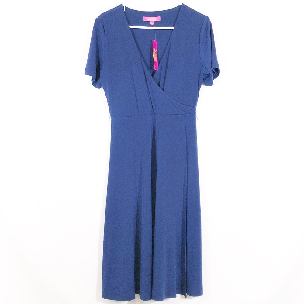 CATHERINE MALANDRINO KNIT FAUX WRAP DRESS - SZ M